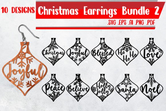 Christmas Earrings Bundle - Svg Eps Ai for Branding