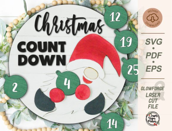 Christmas Gnome Countdown Sign for Winter Amp Projects