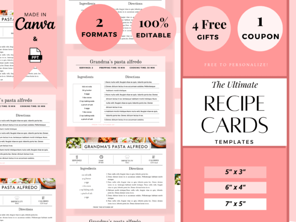 Family Recipe Binder Recipe Card Box for Print Templates