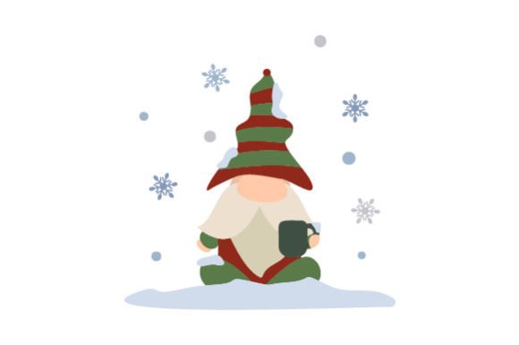 Gnome Holding a Cup of Coffee - Snowing for Christmas