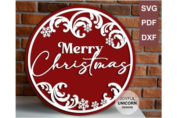 Merry Christmas Door Sign SVG Cut File for Signs