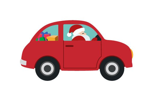 Santa in a Traffic Jam Being Stressed for Christmas