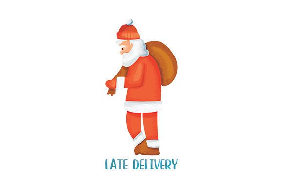 Santa Running with a Bag of Presents for Christmas Content